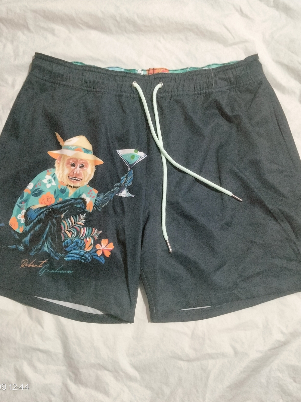 Robert Graham Monkey Business Swim Shorts Navy Blue Size Small (S) NWT